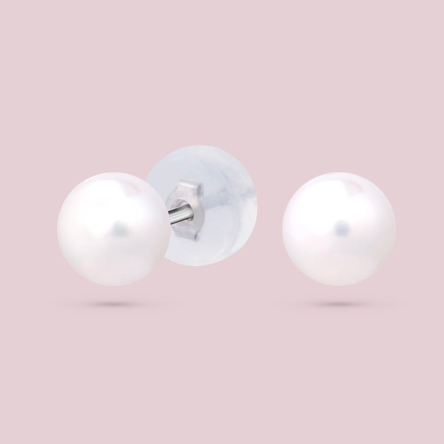 MOONLIT Pearl Earrings - White (5 mm)