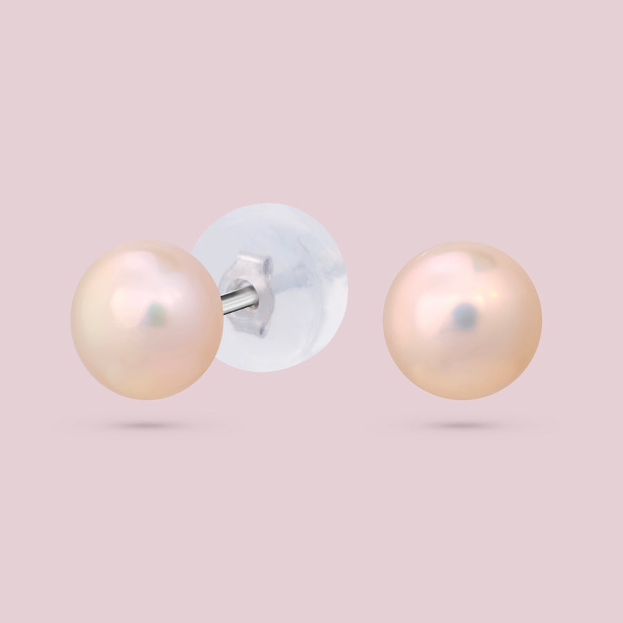 MOONLIT Pearl Earrings - Coral (5 mm)