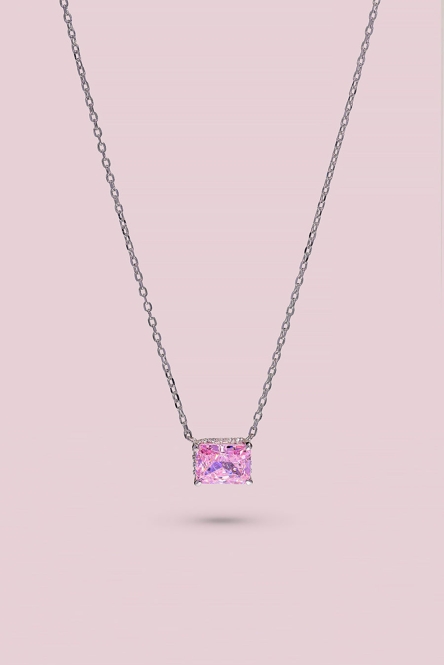 VIVIENNE Pendant Necklace - Pink (Silver)