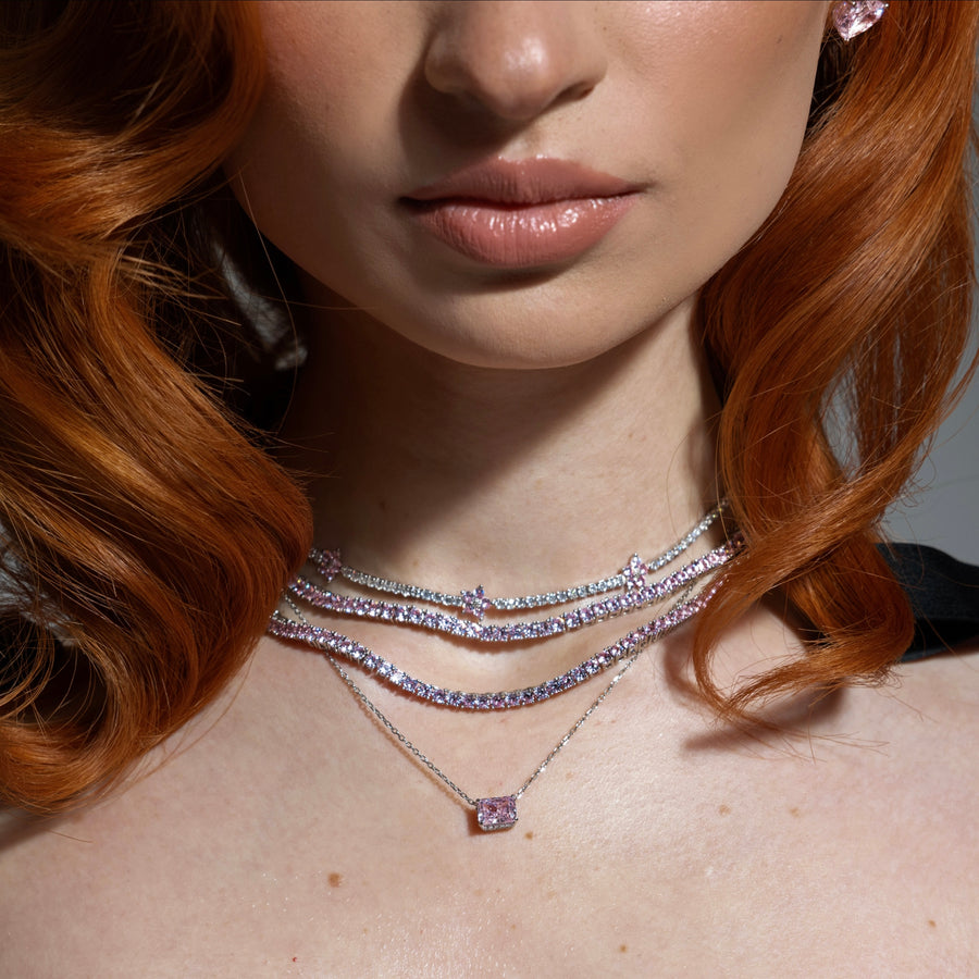 ELEVATED Necklace - Pink (Silver)