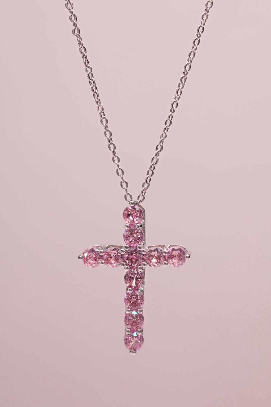 CANDY CROSS Pendant Necklace (Pink)